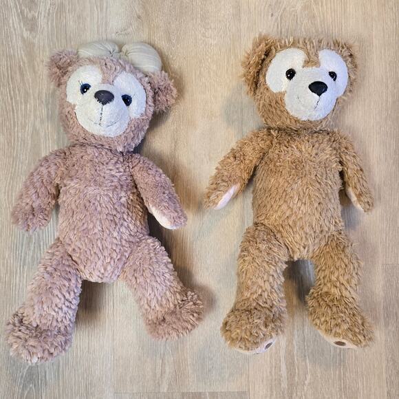 Disney Parks Duffy & ShellieMay Teddy Bears Plush Pair 17” Brown Tan - Picture 1 of 6